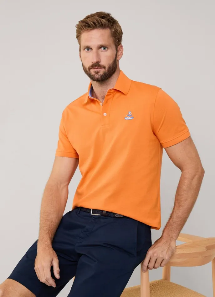 Men Polo Shirts Faonnable Regular Fit Pima Polo Orange