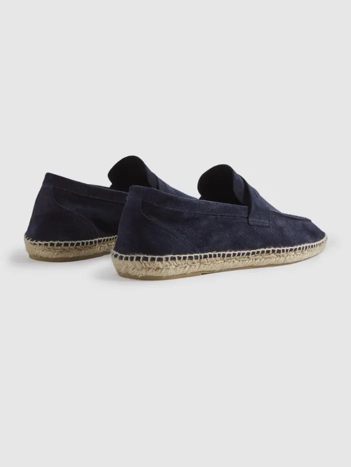 Men Reiss Casual Shoes Cannes Suede Espadrilles Navy