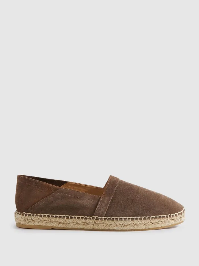 Men Reiss Casual Shoes Esper Suede Espadrilles Coffee