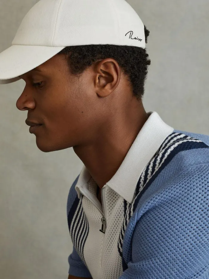 Men Reiss Hats Gloves and Scarves Felix Cotton Embroidered Baseball Cap White