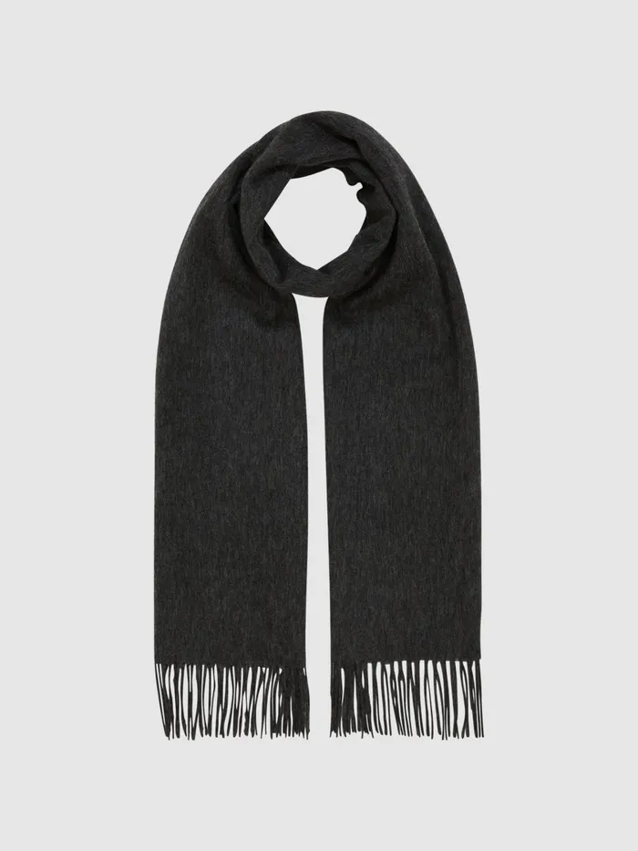 Men Reiss Hats Gloves and Scarves Picton Cashmere Blend Scarf Charcoal