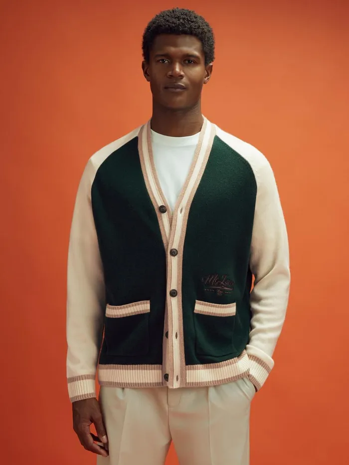 Men Reiss Knitwear F1 Wool Cashmere Cardigan Bottle Greenecru