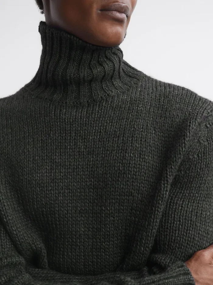 Men Reiss Knitwear Jacobson Wool Crew Neck Jumper Green