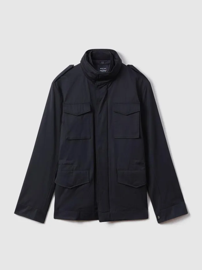 Men Reiss Outerwear and Coats F1 Water Repellent Field Jacket Navy