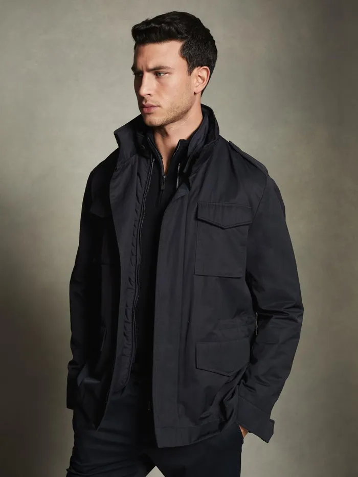 Men Reiss Outerwear and Coats F1 Water Repellent Field Jacket Navy