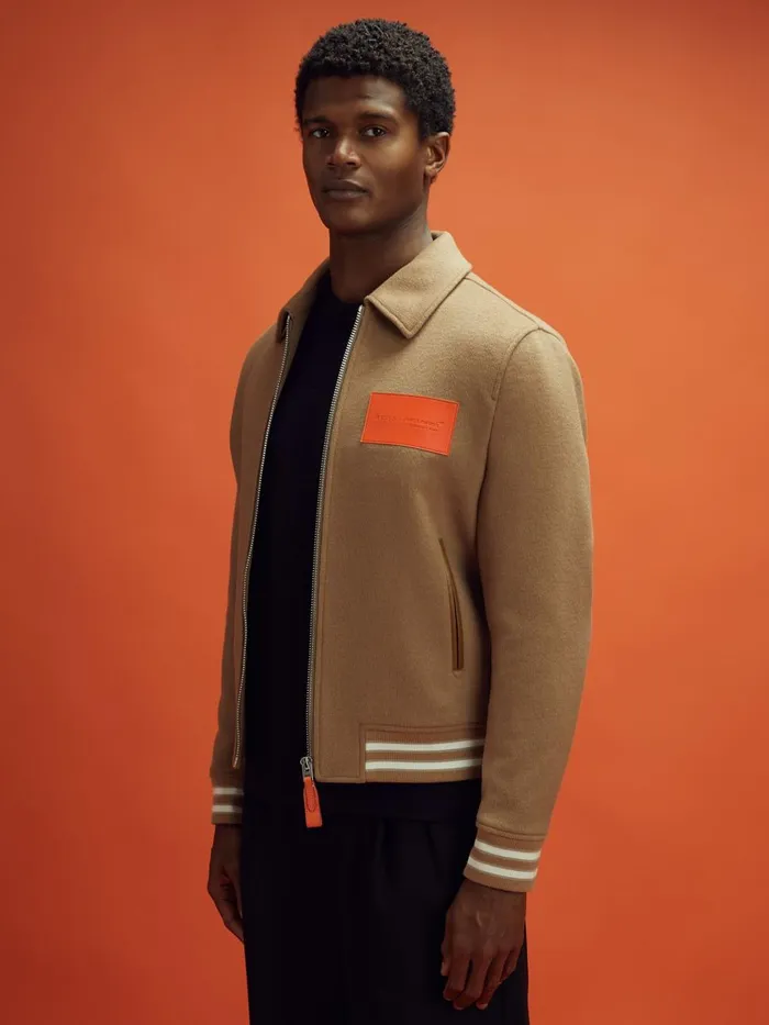 Men Reiss Outerwear and Coats F1 Wool Blend Leather Patch Varsity Bomber Jacket Camel Men Reiss Outerwear and Coats F1 Wool Blend Leather Patch Varsity Bomber Jacket Camel