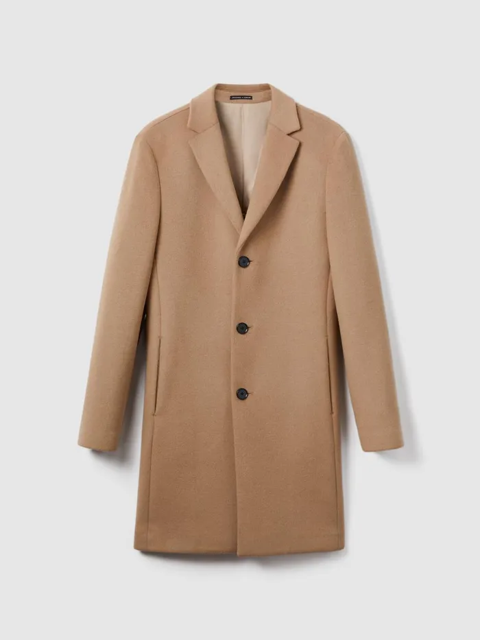 Men Reiss Outerwear and Coats Gable Wool Blend Single Breasted Epsom Overcoat Camel