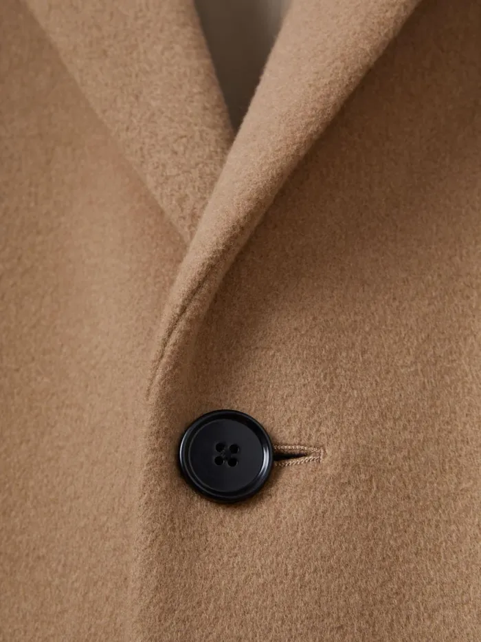 Men Reiss Outerwear and Coats Gable Wool Blend Single Breasted Epsom Overcoat Camel