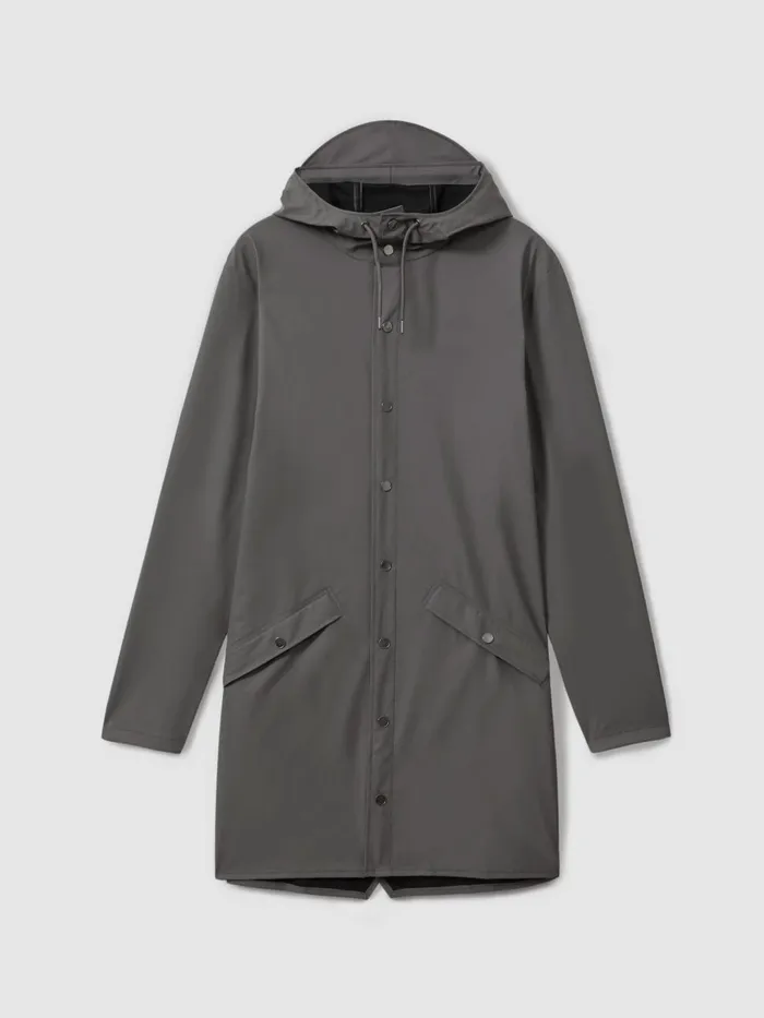 Men Reiss Outerwear and Coats Longline Hooded Raincoat Grey