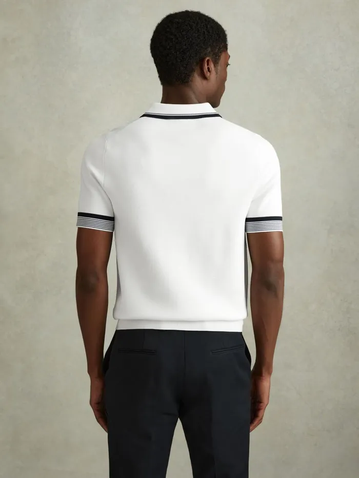 Men Reiss Polo Shirts Chelsea HalfZip Polo Shirt Optic White