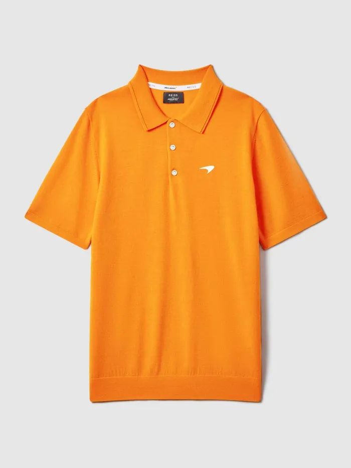 Men Reiss Polo Shirts F1 Merino Wool Polo Shirt Papaya