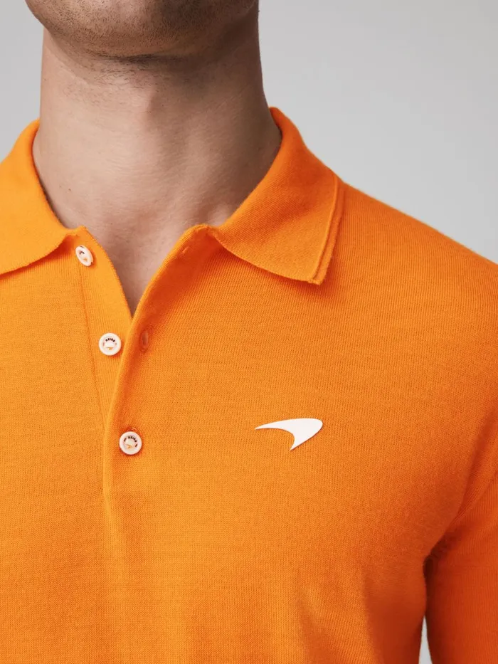 Men Reiss Polo Shirts F1 Merino Wool Polo Shirt Papaya