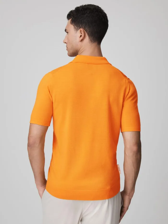 Men Reiss Polo Shirts F1 Merino Wool Polo Shirt Papaya