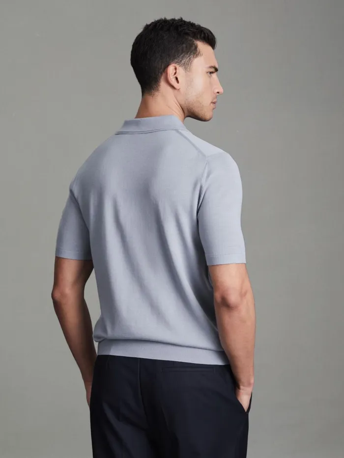 Men Reiss Polo Shirts Manor Slim Fit Merino Wool Polo Shirt China Blue