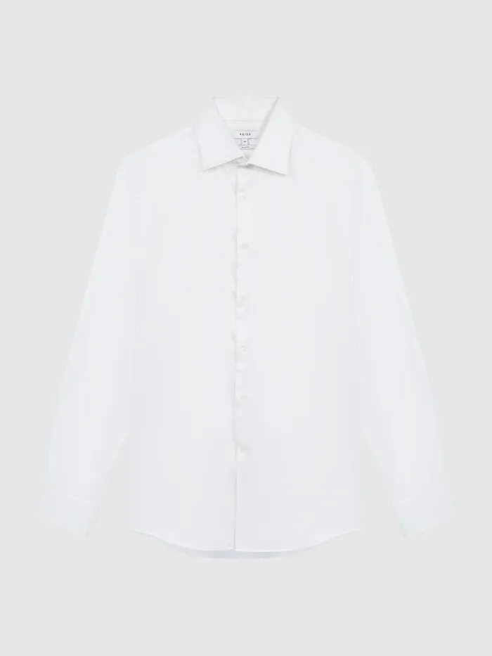 Men Reiss Shirts Frontier Slim Fit Cotton Blend Shirt White