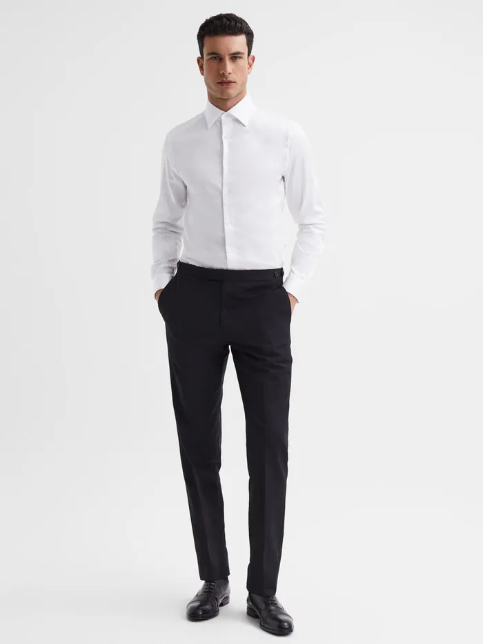 Men Reiss Shirts Frontier Slim Fit Cotton Blend Shirt White