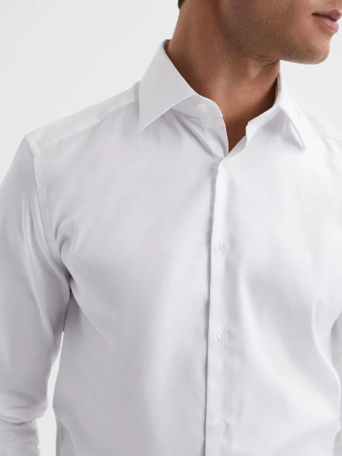 Men Reiss Shirts Frontier Slim Fit Cotton Blend Shirt White