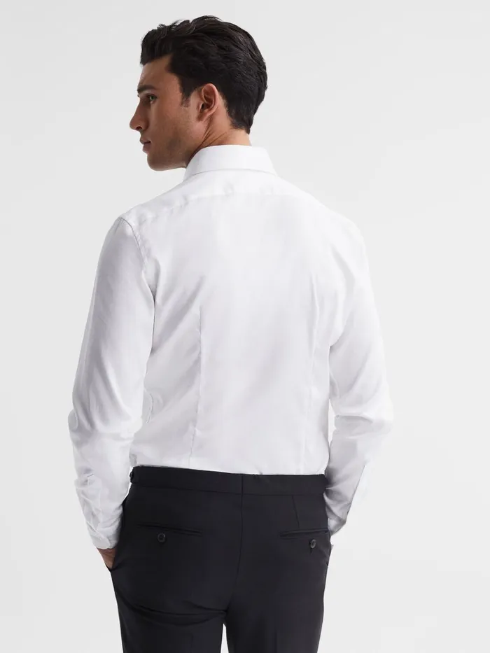 Men Reiss Shirts Frontier Slim Fit Cotton Blend Shirt White