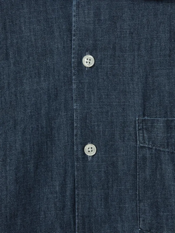 Men Reiss Shirts Jacobson Denim Cutaway Collar Shirt Dark Indigo