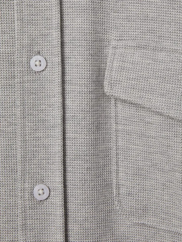 Men Reiss Shirts Ragan Textured ButtonThrough Shirt Soft Grey Melange