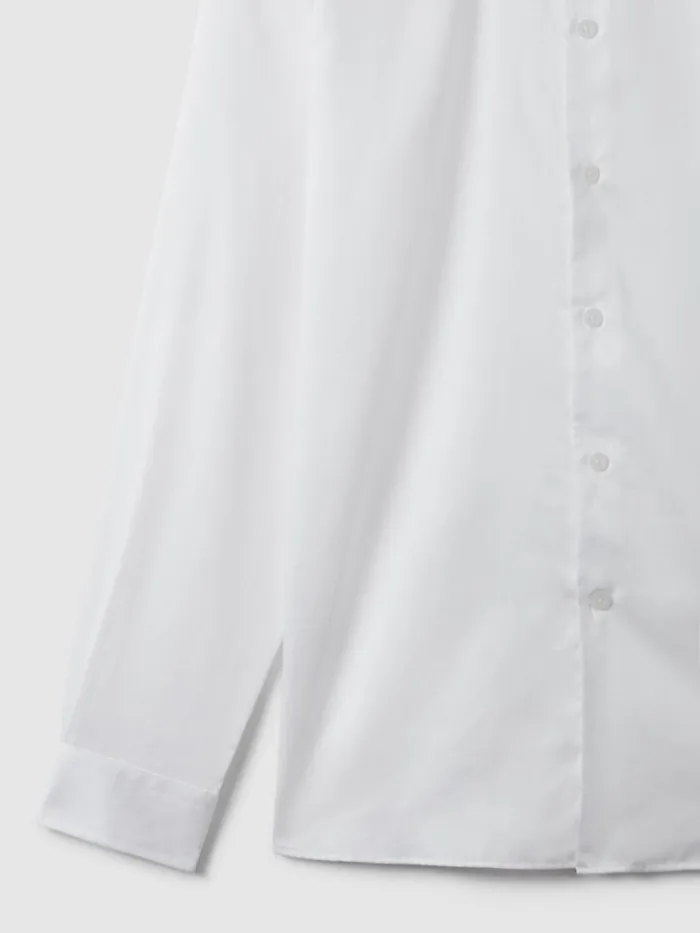Men Reiss Shirts Remote Reg Cotton Satin Cutaway Collar Shirt White