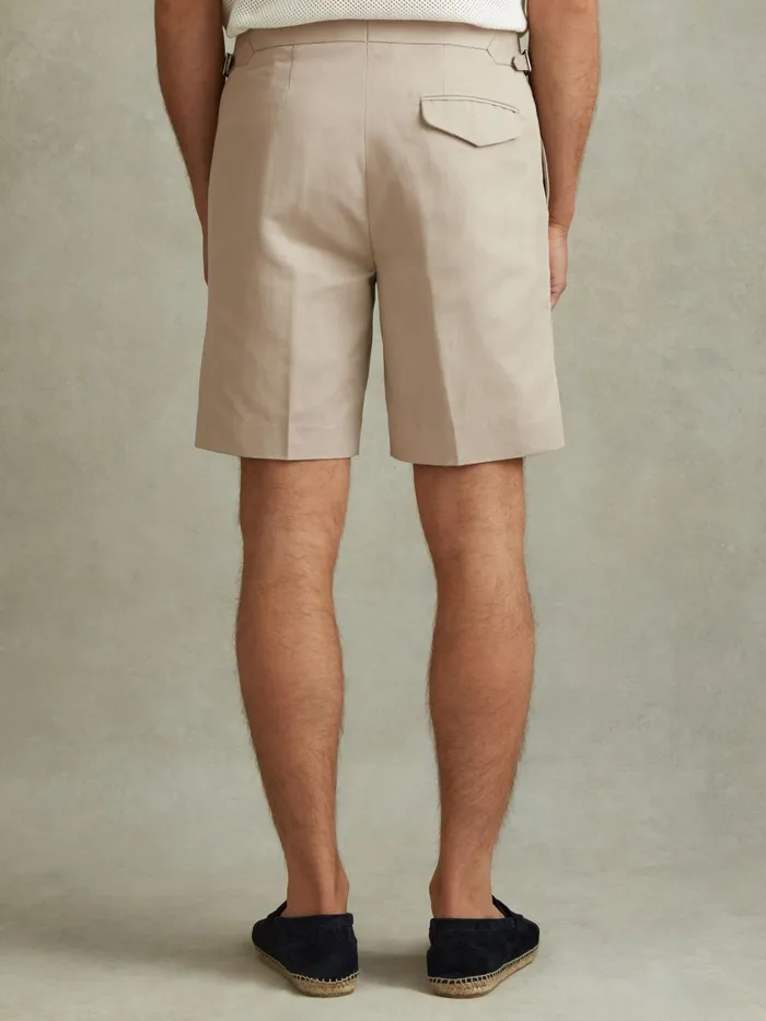Men Reiss Shorts Con Cotton Blend Adjuster Shorts Stone
