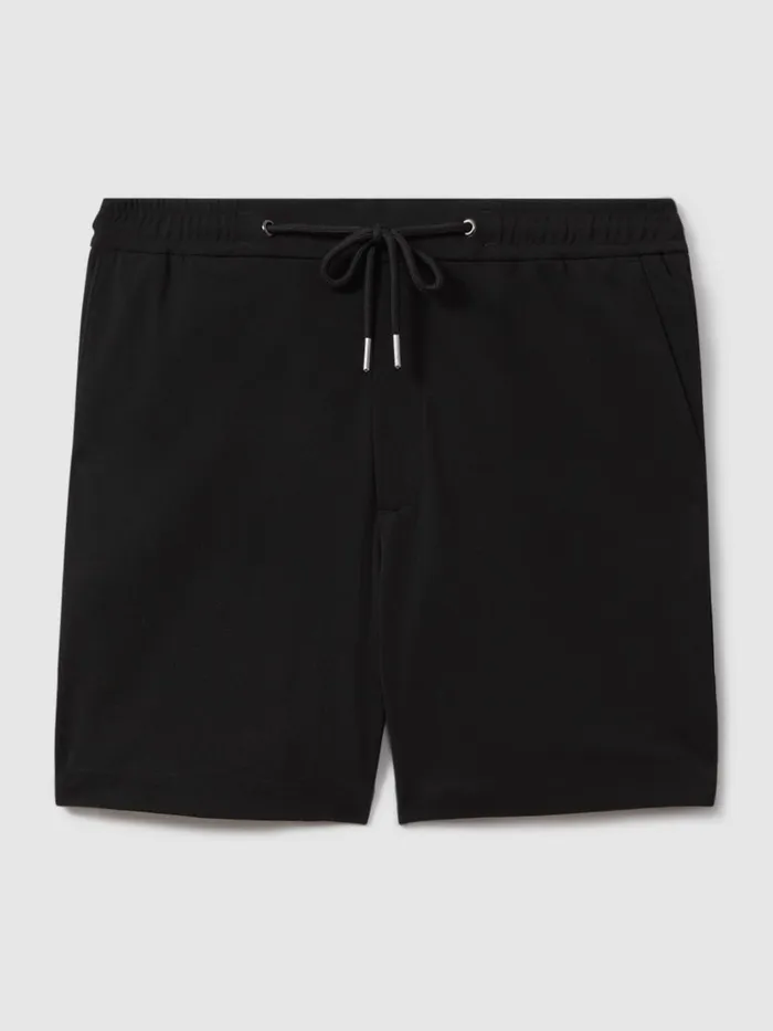 Men Reiss Shorts Newmark Textured Drawstring Shorts Black