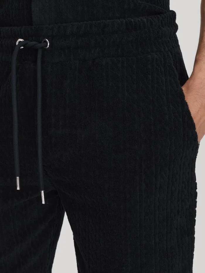 Men Reiss Shorts Vulcan Towelling Drawstring Shorts Navy