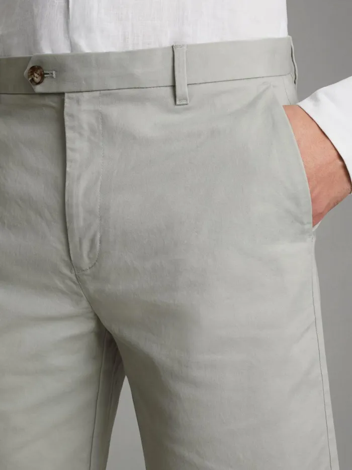 Men Reiss Shorts Wicket Modern Fit Cotton Blend Chino Shorts Soft Sage