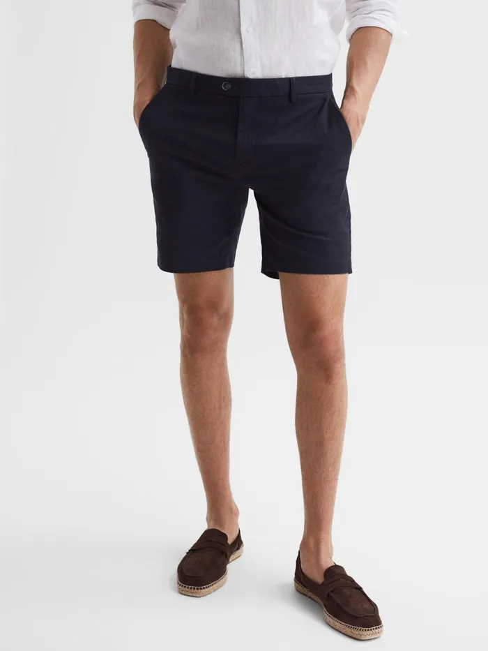Men Reiss Shorts Wicket S Short Length Casual Chino Shorts Navy