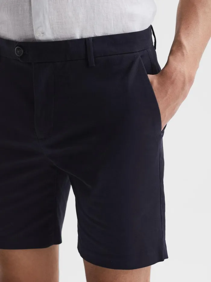 Men Reiss Shorts Wicket S Short Length Casual Chino Shorts Navy