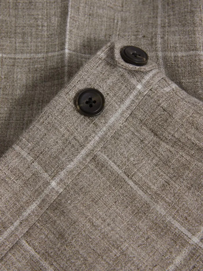 Men Reiss Suits and Tailoring Burgess Linen Side Adjuster Check Trousers Light Taupe