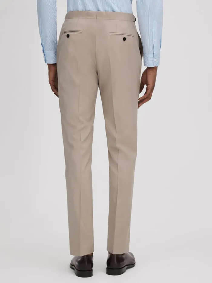 Men Reiss Suits and Tailoring Dillon Slim Fit Wool Blend Adjuster Trousers Stone