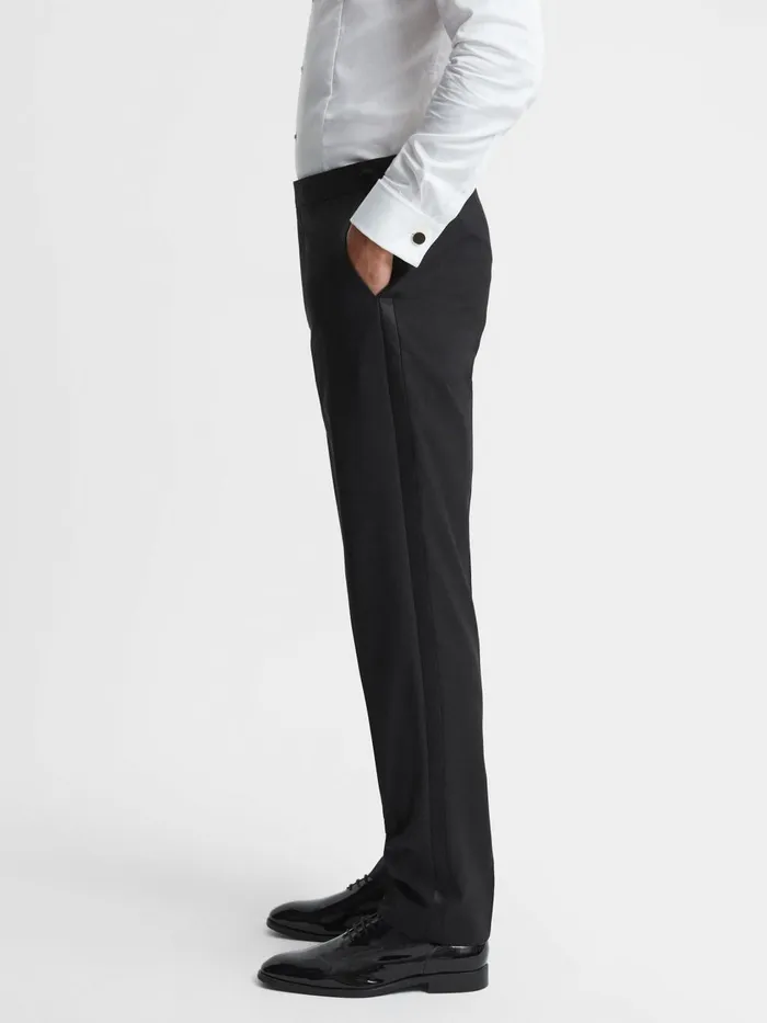 Men Reiss Suits and Tailoring Poker Modern Fit Tuxedo Trousers Black
