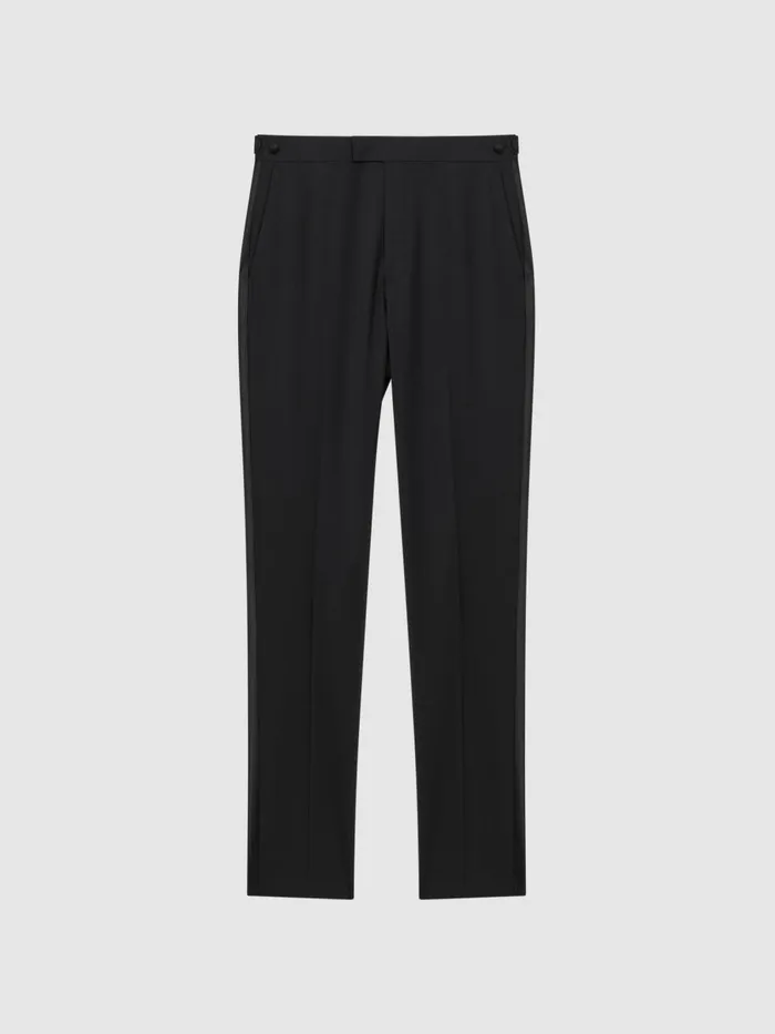 Men Reiss Suits and Tailoring Poker Modern Fit Tuxedo Trousers Black