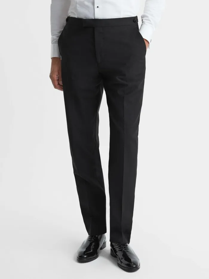 Men Reiss Suits and Tailoring Poker Modern Fit Tuxedo Trousers Black