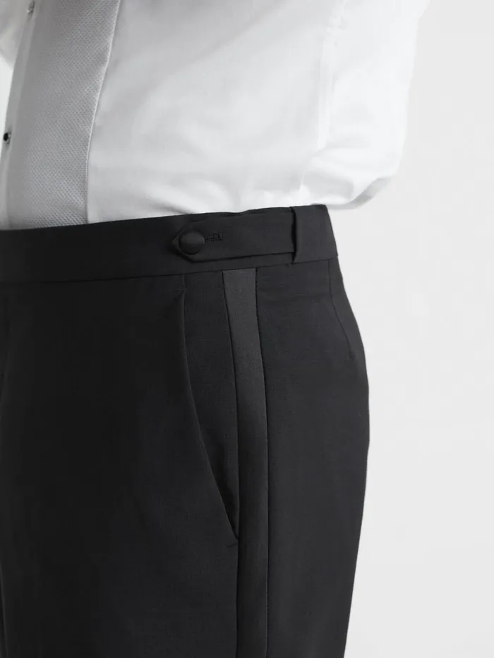 Men Reiss Suits and Tailoring Poker Modern Fit Tuxedo Trousers Black