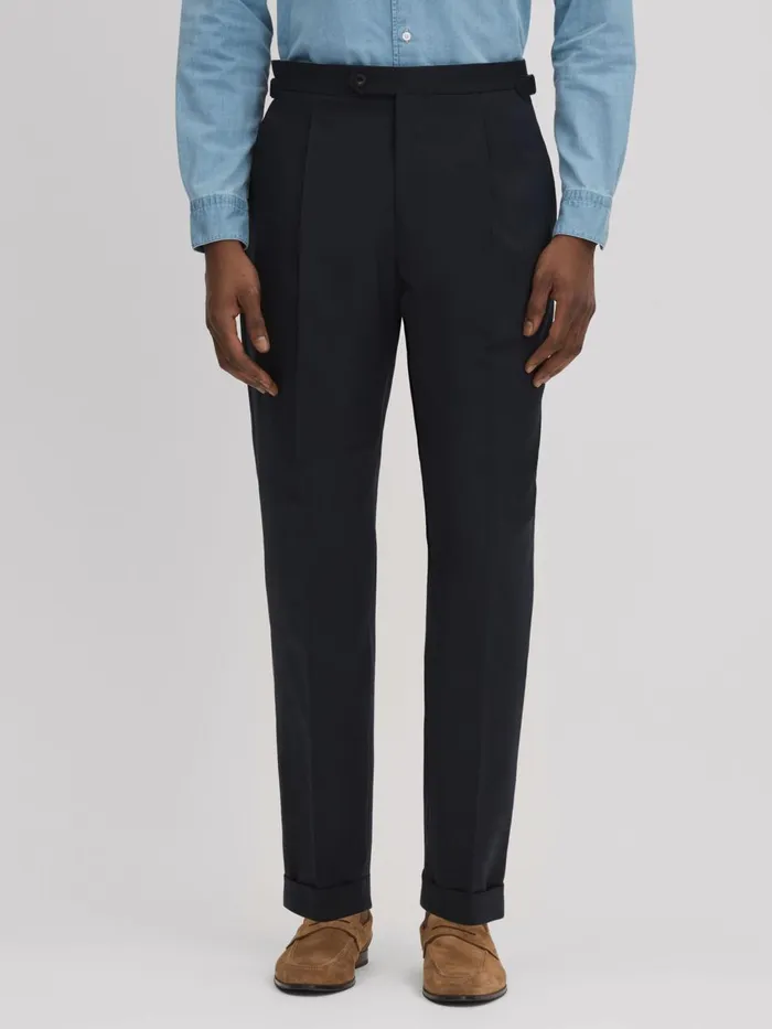 Men Reiss Suits and Tailoring Valentine Slim Fit Wool Blend Trousers With TurnUps Navy Men Reiss Suits and Tailoring Valentine Slim Fit Wool Blend Trousers With TurnUps Navy