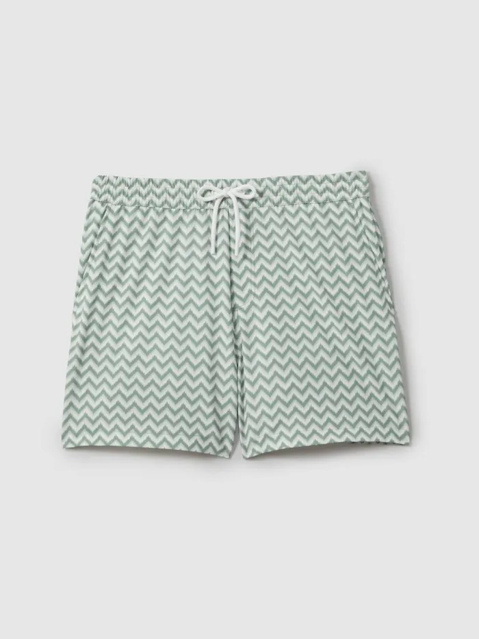Men Reiss Swimwear Cable ZigZag Print Drawstring Swim Shorts Sage
