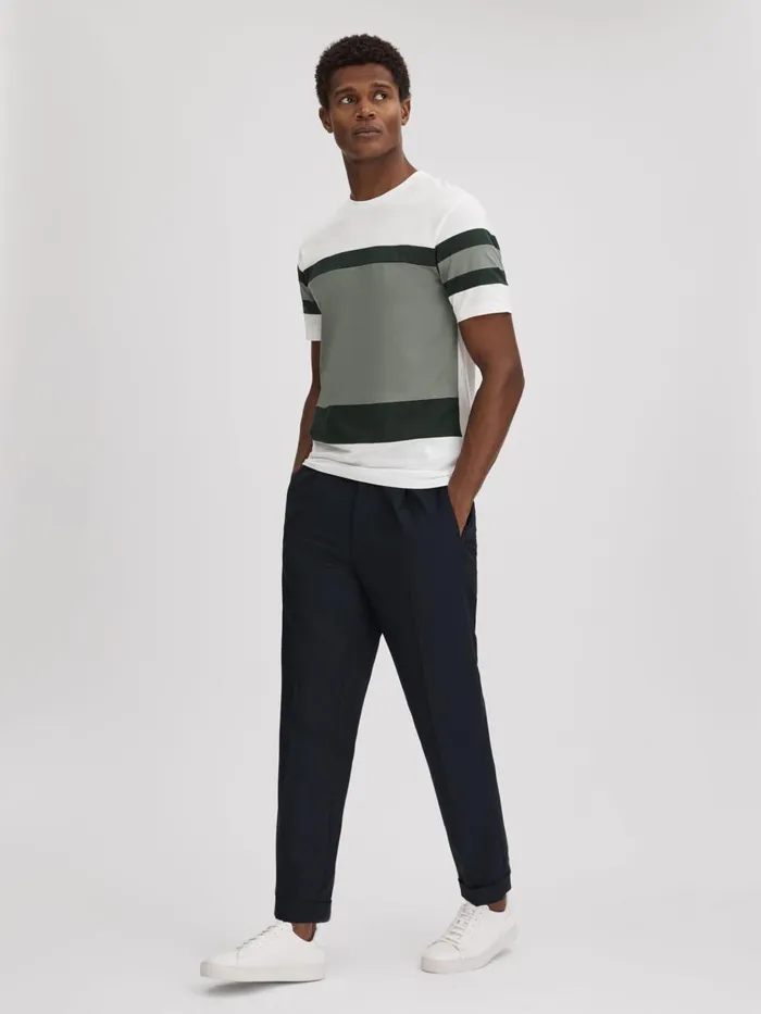 Men Reiss TShirts Auckland Mercerised Cotton Crew Neck TShirt Sage Multi