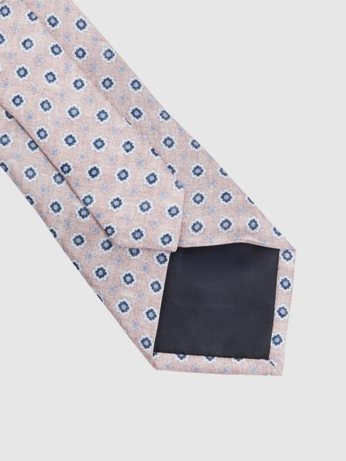 Men Reiss Ties and Pocket Squares Basilica Silk Floral Print Tie Soft Rose