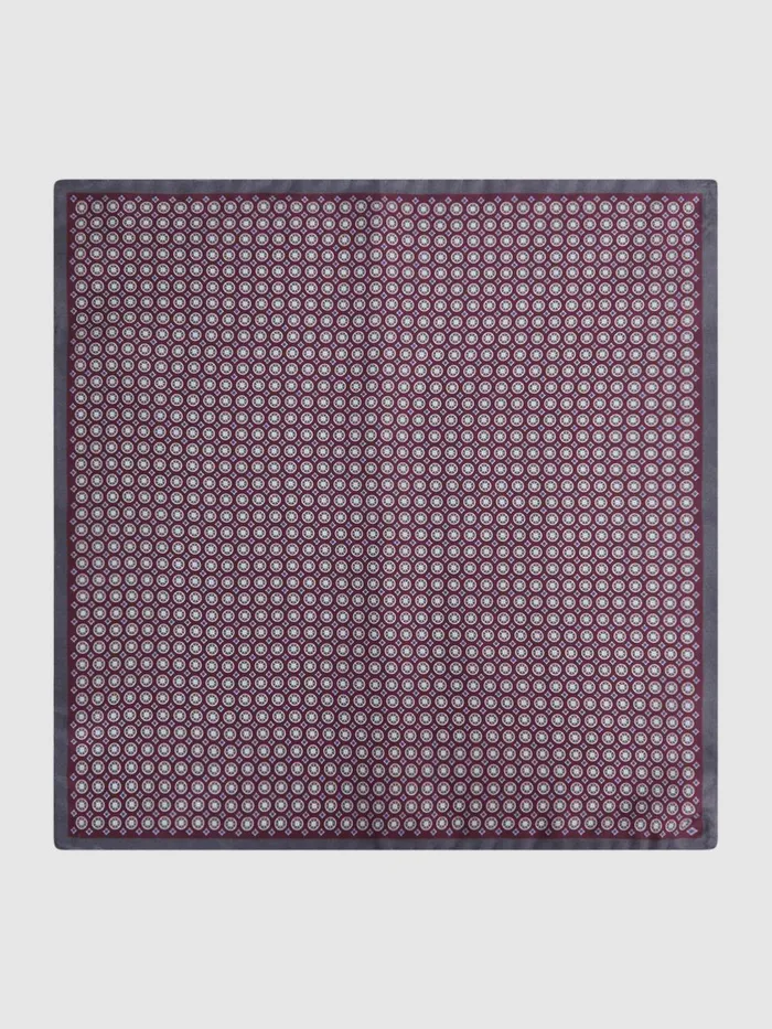 Men Reiss Ties and Pocket Squares Montecristo Silk Printed Pocket Square Bordeauxcharcoal