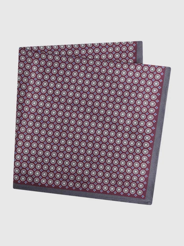 Men Reiss Ties and Pocket Squares Montecristo Silk Printed Pocket Square Bordeauxcharcoal