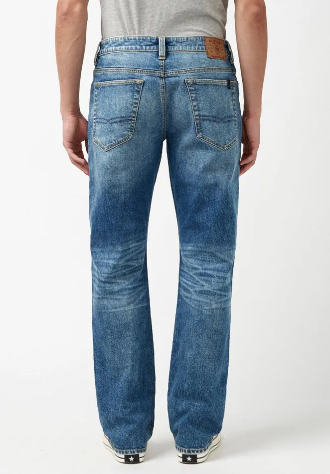 Men Relaxed Straight Driven Bleached Down Jeans Indigo Buffalo David Bitton Relaxed Straight Driven