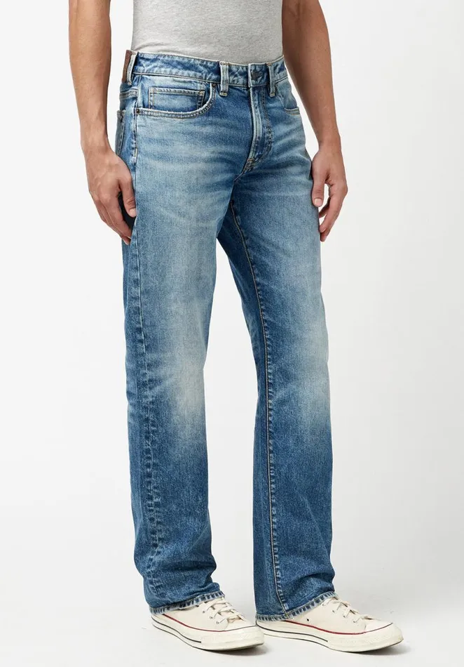 Men Relaxed Straight Driven Bleached Down Jeans Indigo Buffalo David Bitton Relaxed Straight Driven