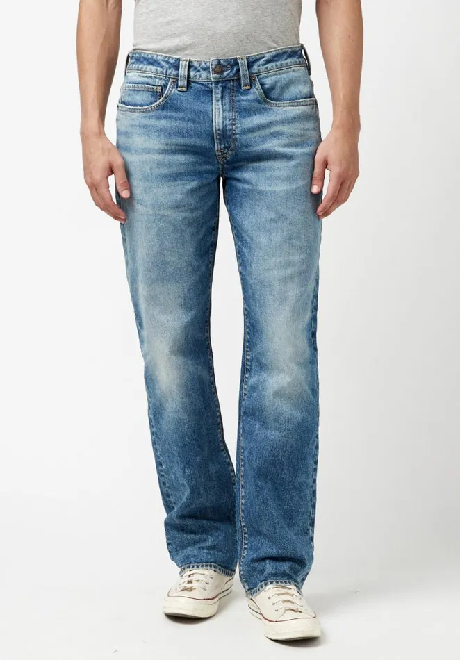 Men Relaxed Straight Driven Bleached Down Jeans Indigo Buffalo David Bitton Relaxed Straight Driven