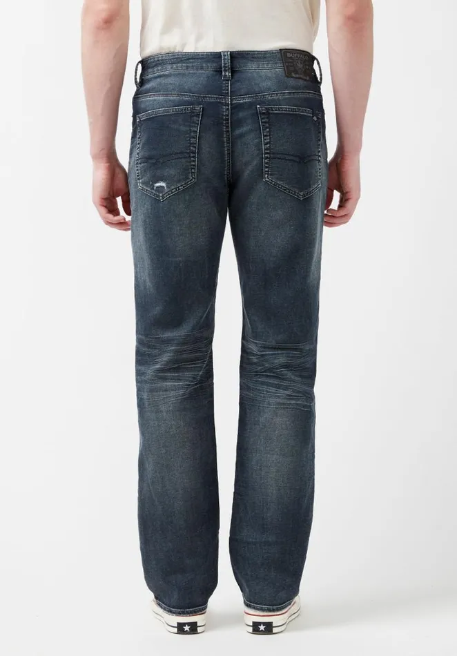 Men Relaxed Straight Driven Crinkled Mens Fleece Jeans Indigo Buffalo David Bitton Relaxed Straight Driven