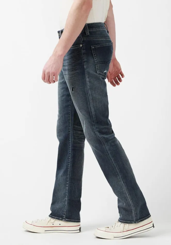 Men Relaxed Straight Driven Crinkled Mens Fleece Jeans Indigo Buffalo David Bitton Relaxed Straight Driven