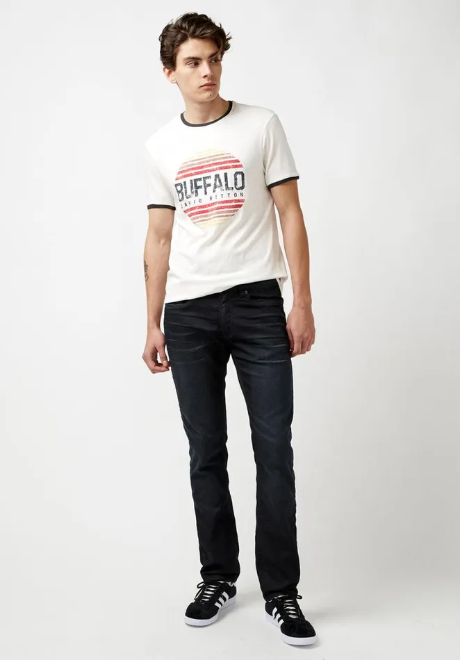 Men Straight Six Coated and Sanded Jeans Indigo Buffalo David Bitton Straight Six