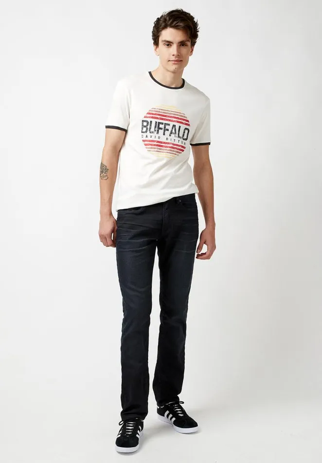Men Straight Six Coated and Sanded Jeans Indigo Buffalo David Bitton Straight Six